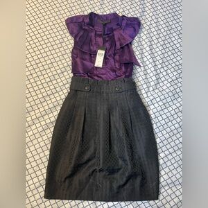 BCBGMaxAzria Black Textured Pencil Skirt